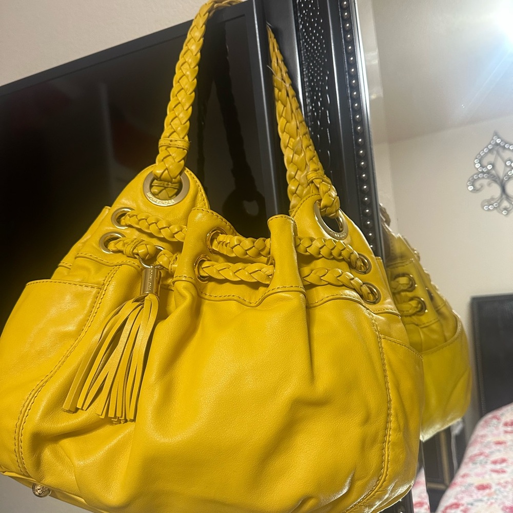 Chic Yellow Braided Women's Shoulder Bag